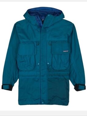 Patagonia SST Wading Fly Fishing Jacket Vintage Green Hooded SzL